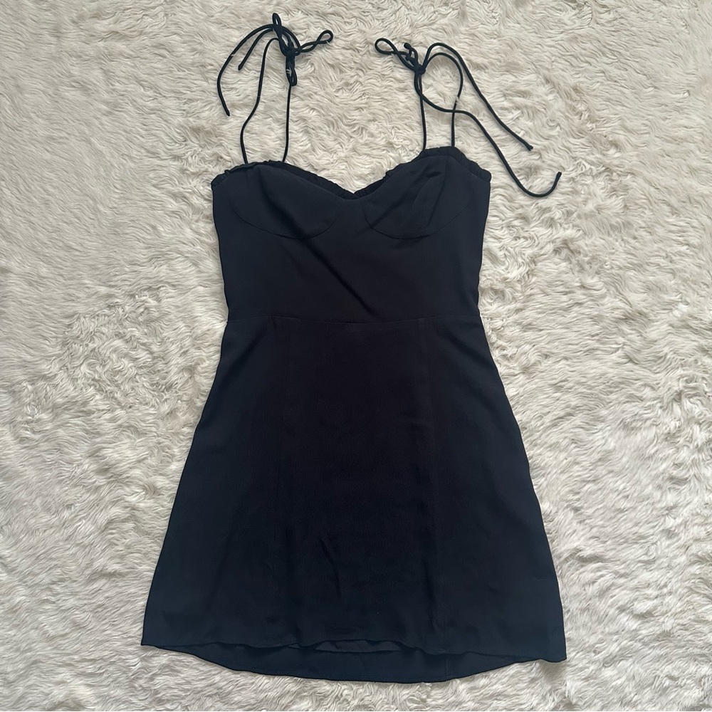 Aritzia Wilfred Dress Fable Sweetheart Bustier Mini Lightweight Black Sz 6